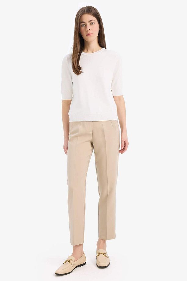 Regular Fit Bisiklet Yaka Basic Düz Kısa Kollu Triko Kazak D6272AX25SM - 2