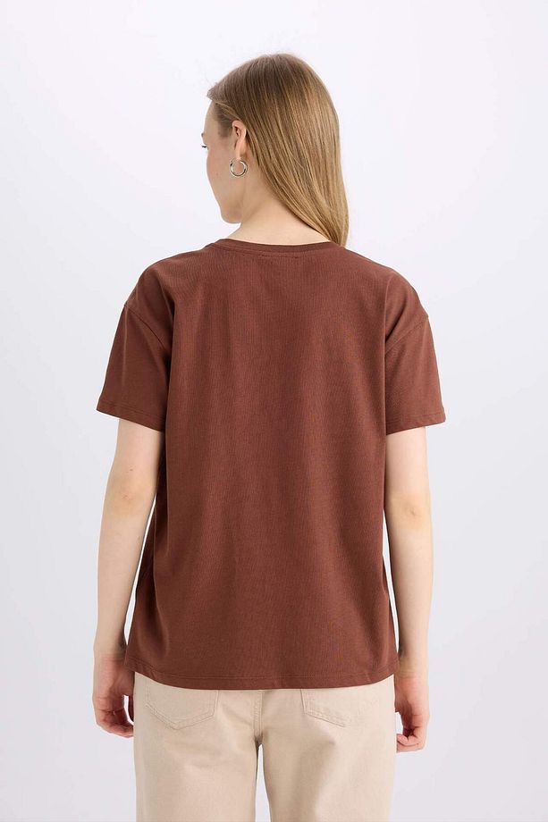 Regular Fit Bisiklet Yaka Baskılı Kısa Kollu Tişört E5232AX25SM - 6