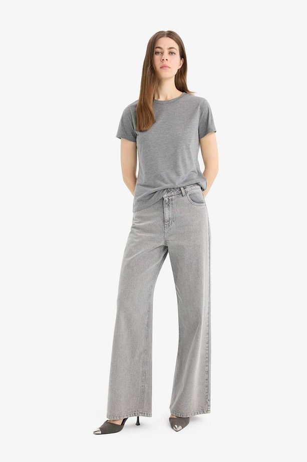 Regular Fit Bisiklet Yaka Basic Düz Kısa Kollu Tişört W7299AZ25SP - 2