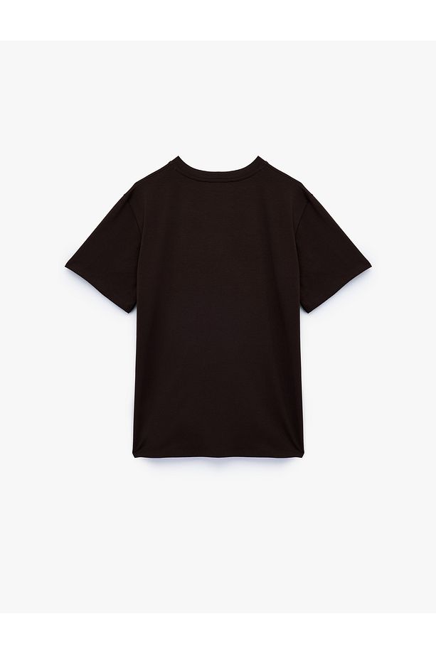 Kısa Kollu Bisiklet Yaka Pamuklu Basic Oversize Tişört - 4