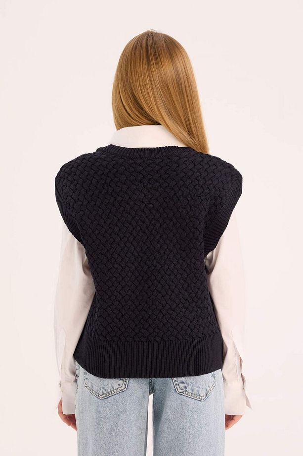 Kız Çocuk Bisiklet Yaka Triko Süveter D9212A825SP - 5