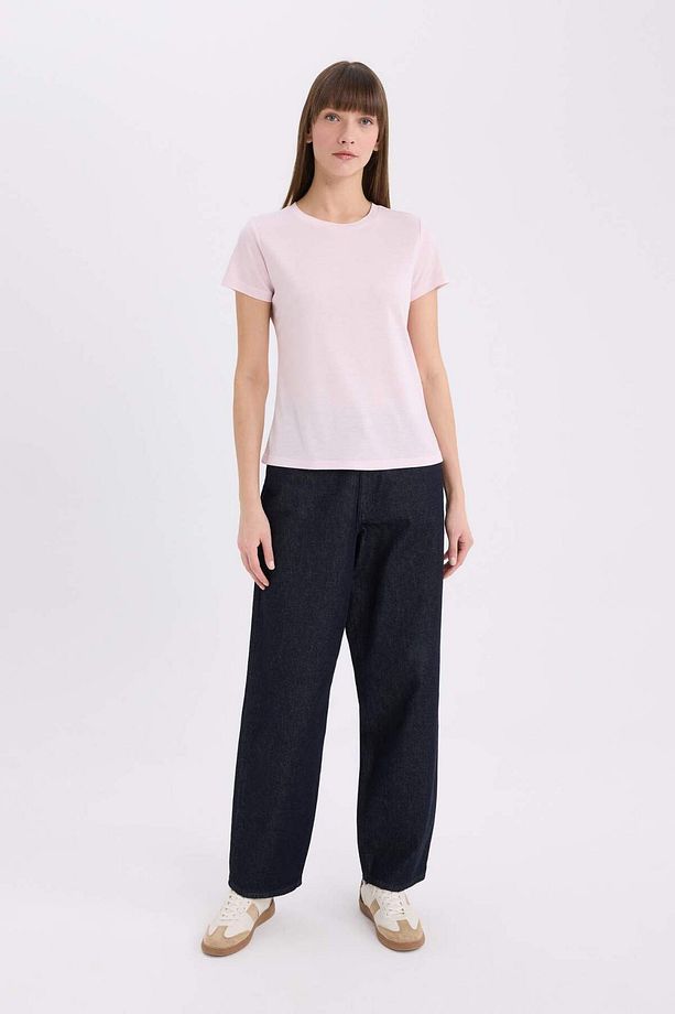 Regular Fit Bisiklet Yaka Basic Düz Kısa Kollu Tişört W7299AZ25SP - 2