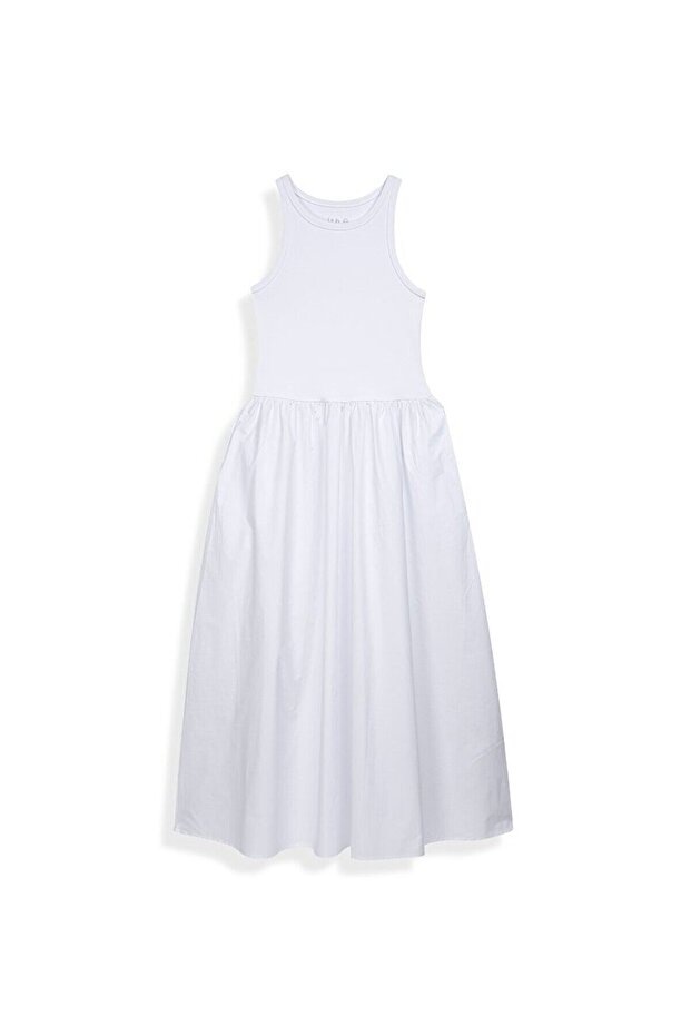 Basıc Askılı Krem Elbise - 2