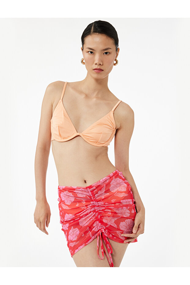 Draped Gathered Floral Mini Pareo Skirt