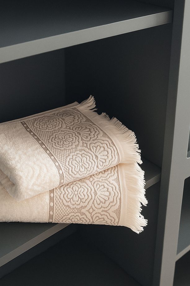 %100 Organik Pamuk 6'lı Banyo Havlusu Seti Lüks ve Yumuşak - Krem 50x70 - 3