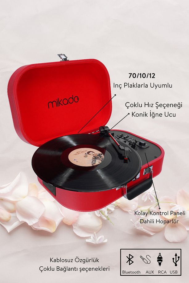 Nostalgia Mn-101 Pikap Kırmızı Usb Rca Bluetooth Müzik Kutusu - 3