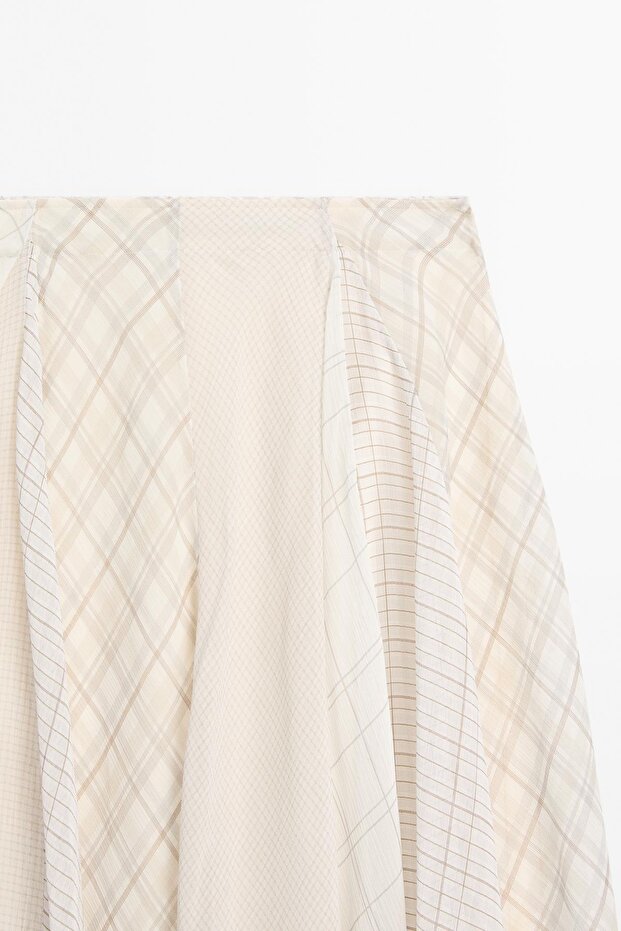 Asimetrik kareli midi etek - 6