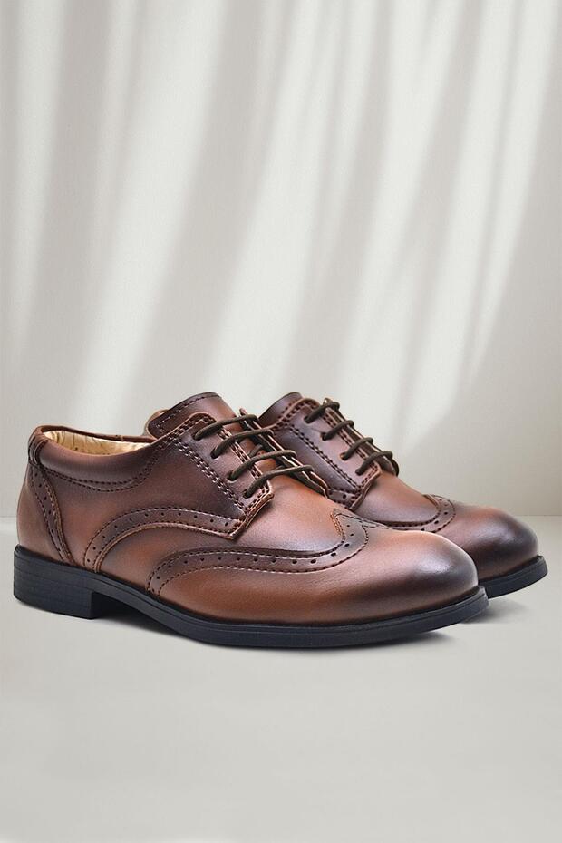 Titan Tan Laced Classic Boys' Evening Dress Shoes