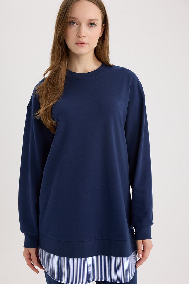 Regular Fit Bisiklet Yaka Basic Düz Sweatshirt Tunik A9529ax24au - 4