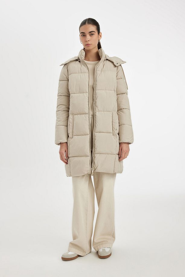 Puffer Şişme Uzun Mont Parka Su Itici Regular Kalıp Çıkarılabilir Kapüşonlu A1315ax23wn - 2