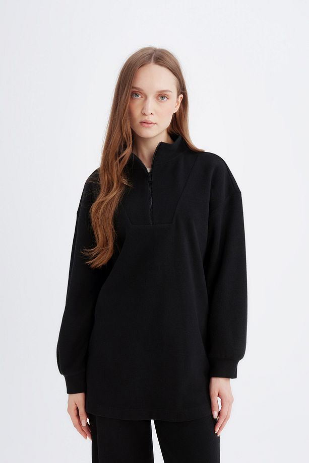 Regular Fit Yarım Fermuarlı Selanik Kumaş Uzun Kollu Tunik B4306ax23cw - 3
