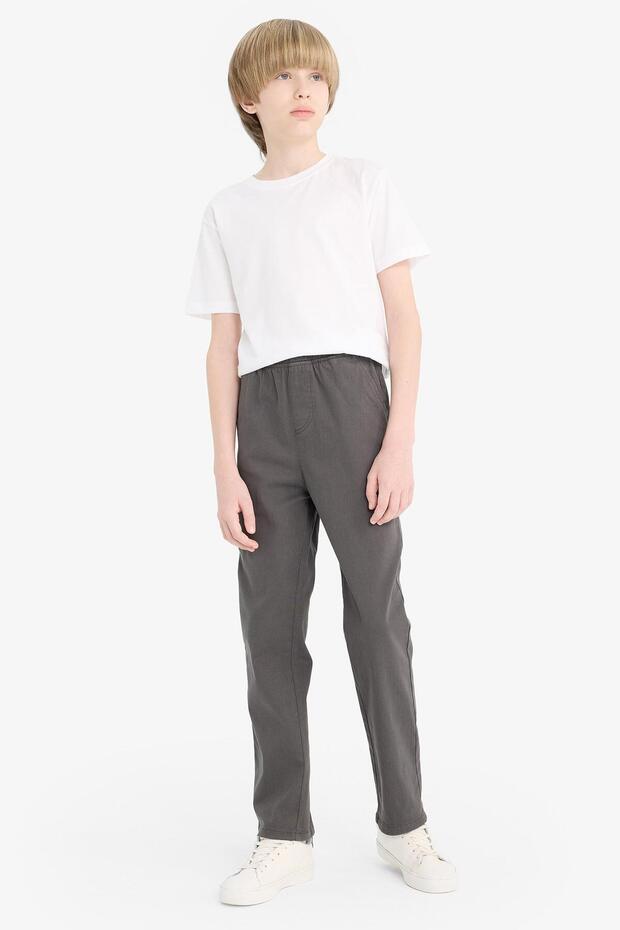 Boy's Gray Gabardine School Trousers T8850A623Au