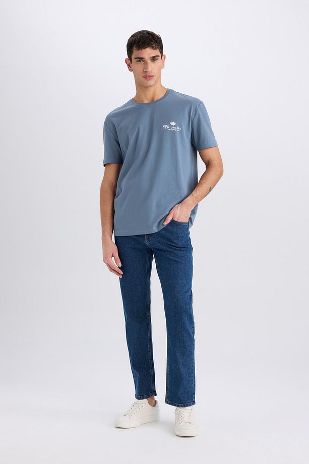 %100 Pamuk Regular Fit Bisiklet Yaka Baskılı Kısa Kollu Tişört C2080ax24sm - 2