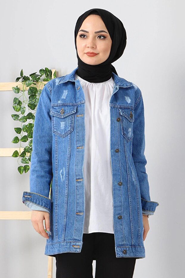 سترة الدنيم بأزرار زرقاء 6009 - 2