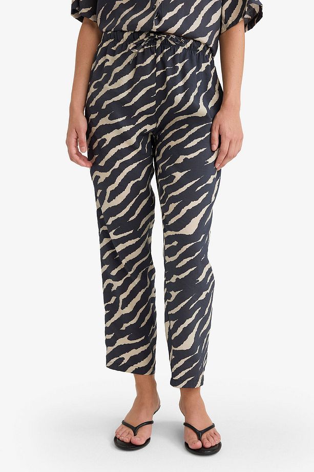 Carrot Fit Zebra Desenli Modal Kumaş Pantolon Çift Cepli Yüksek Bel Düz Paça E6360AX25SP - 6