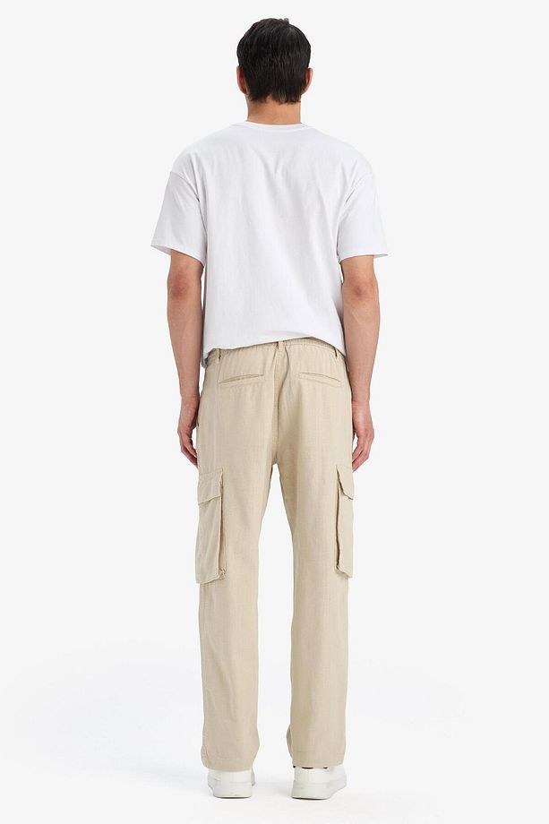%100 Pamuk Wide Leg Bol Rahat Kesim Kargo Cepli Keten Görünümlü Yazlık Pantolon B9407ax25sp - 6