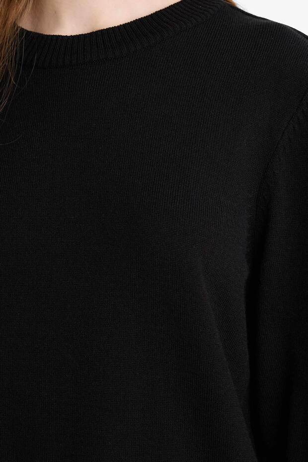 Regular Fit Bisiklet Yaka Yırtmaçlı Basic Düz Triko Kazak Tunik H3431az23wn - 6