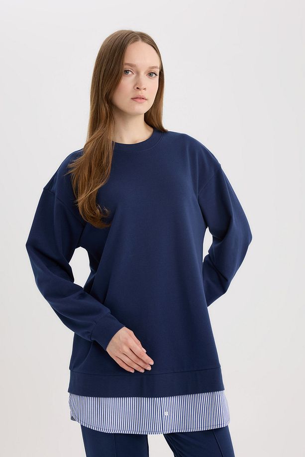Regular Fit Bisiklet Yaka Basic Düz Sweatshirt Tunik A9529ax24au - 3
