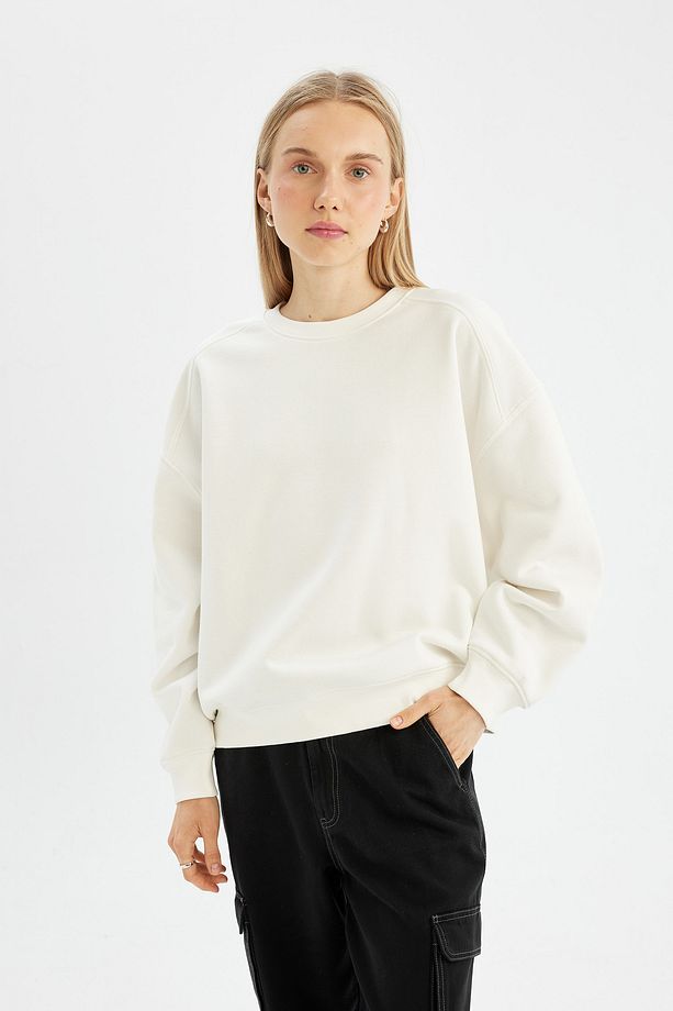 Coool Oversize Fit Bisiklet Yaka Kalın Sweatshirt A4177ax23wn - 3