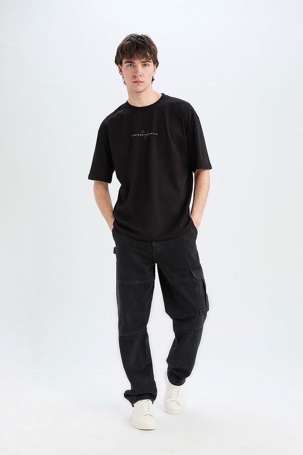Vikings Valhalla Oversize Fit Bisiklet Yaka Sırt Baskılı Kısa Kollu %100 Pamuk Tişört A6308ax23sm - 2