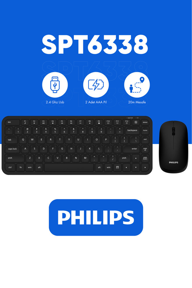 Spt6338 Kablosuz Set Türkçe Q Klavye Ve Mouse Seti Kablosuz Klavye Kablosuz Mouse Siyah - 1