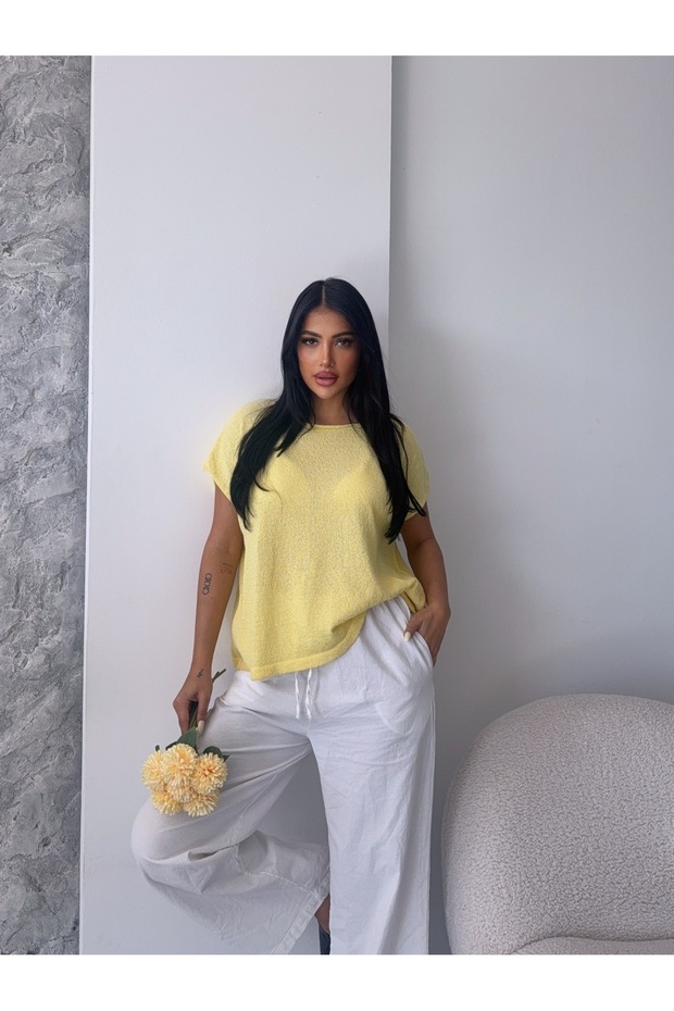 Kayık Yaka Pamuklu Basic Triko Bluz - 1