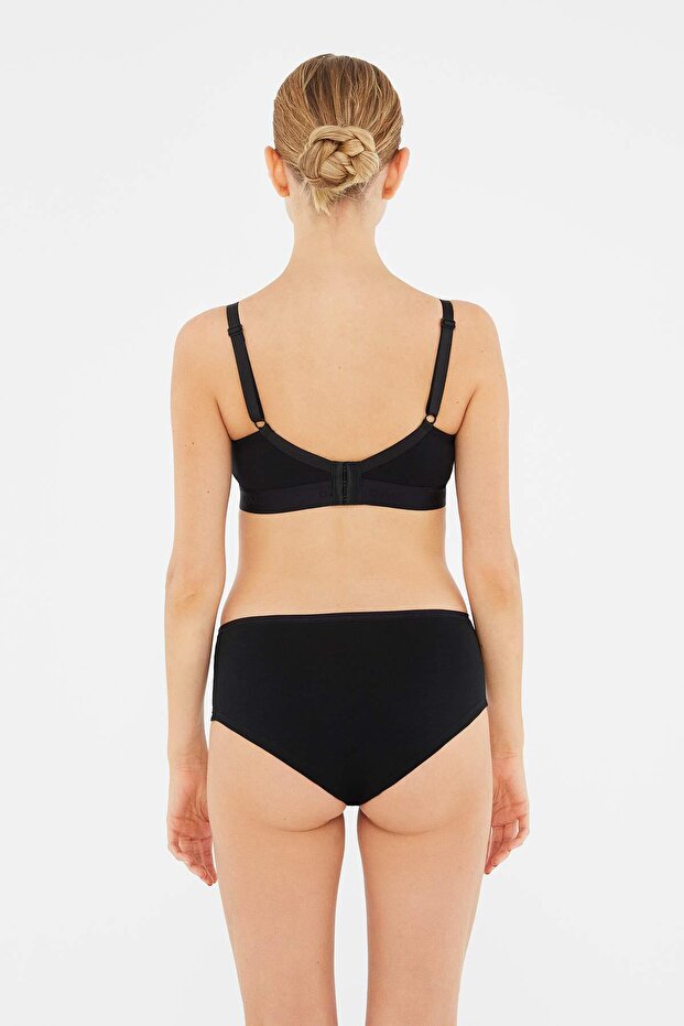 حمالة صدر للرضاعة الطبيعية من القطن الممشط باللون الأسود - 5