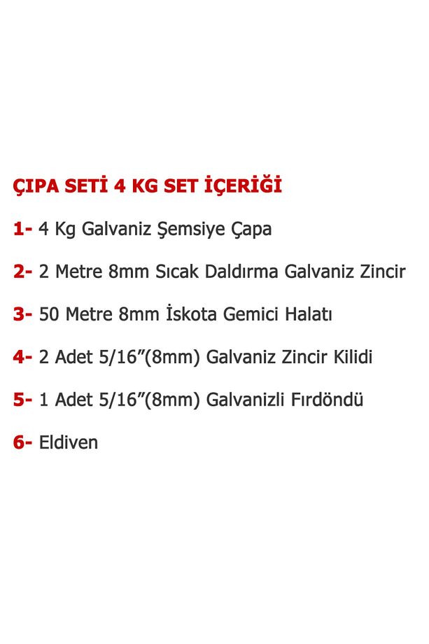 Tekne ve Şişme Bot İçin Hazır Çapa Seti 4Kg Şemsiye Çapalı - 2