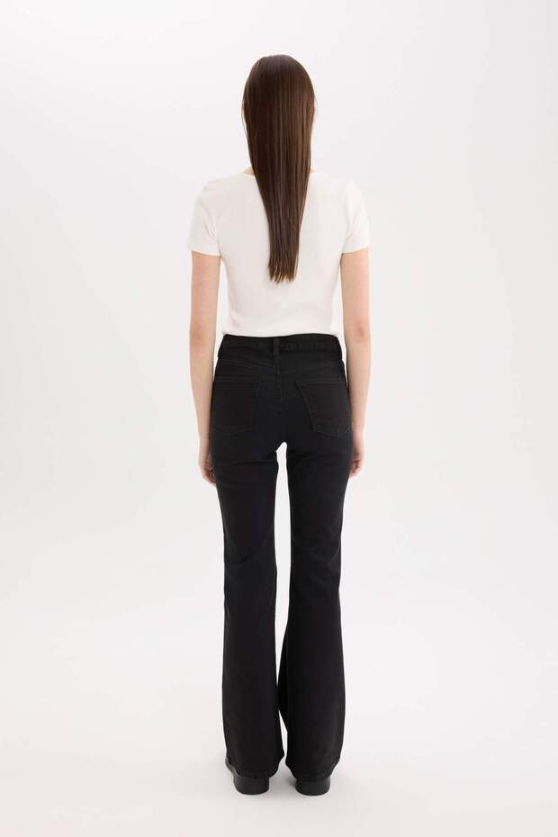 Mia Yüksek Bel Düz Paça Cepli Jean Pantolon D6639AX25SP - 7