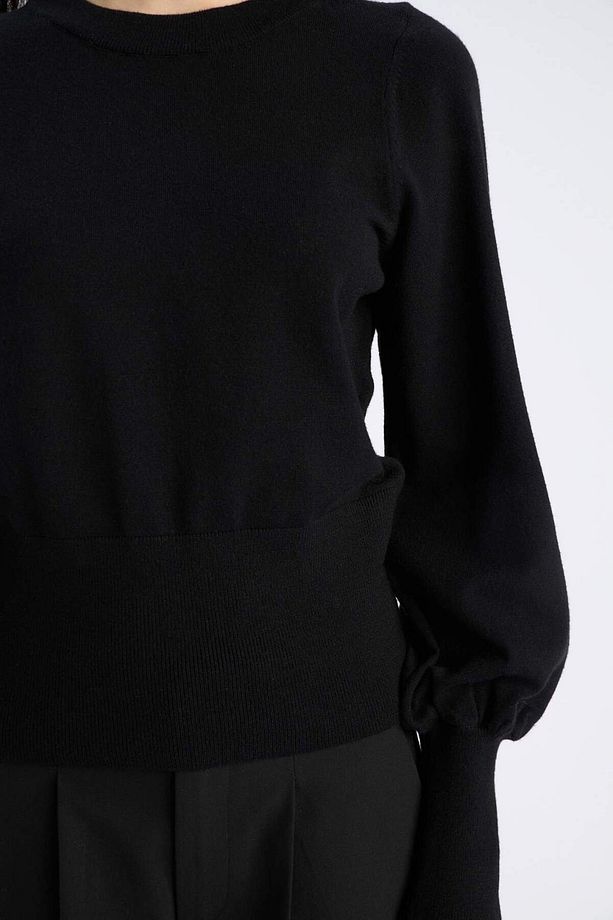 Regular Fit Bisiklet Yaka Basic Düz Triko Kazak F0542AX24CW - 5