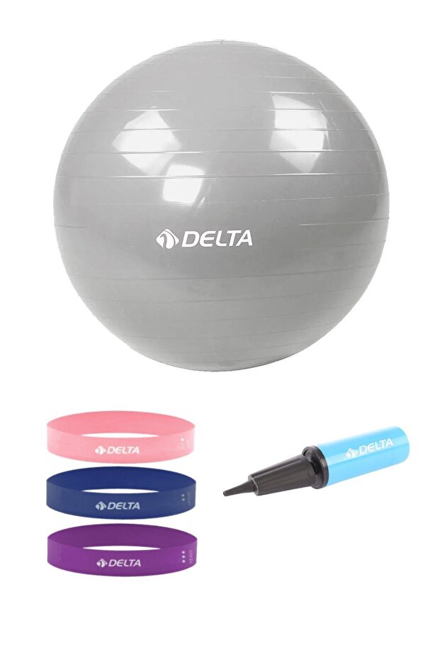 55 Cm Pilates Ball - 140 Cm and 159 Cm Height Range Suitable 3-piece Squat Band and Resistance Rubber Pump Set