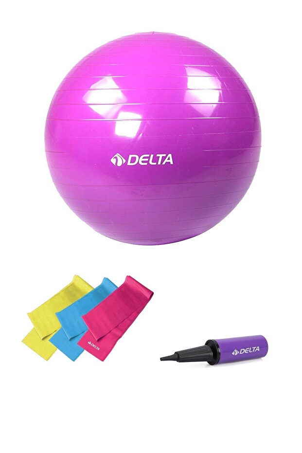 55 cm Pilates Ball 3-Piece Pilates Band Resistance Rubber Pump Set Suitable for 140 cm - 159 cm Height Range