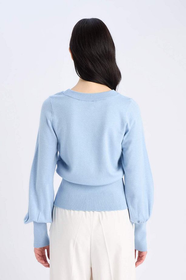 Regular Fit Bisiklet Yaka Basic Düz Triko Kazak F0542AX24CW - 6