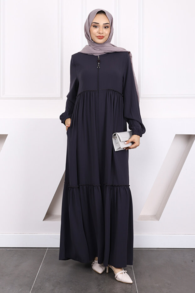 Smoked Sleeve Elastic Frilly Ferace