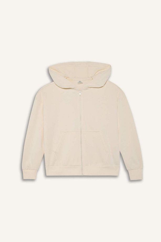 Kız Çocuk Kapüşonlu Basic Düz Cepli Okul Fermuarlı Sweatshirt D9079A825SP - 7