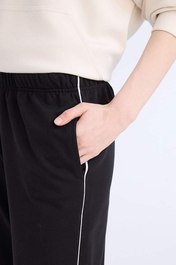 Siyah Jogger Eşofman Altı Cepli Beli Lastikli Bağcıklı Dar Paça Uzun Boy E5976AX25SP - 5