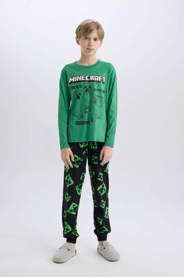 Erkek Çocuk Minecraft Pijama Takımı Bisiklet Yaka Uzun Kollu Üst Beli Lastikli Uzun Alt D7817A825SP - 2