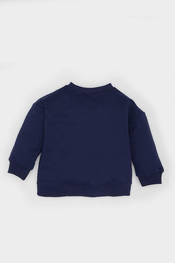 Erkek Bebek Bisiklet Yaka Dinazor Baskılı Sweatshirt E3675A525SP - 4