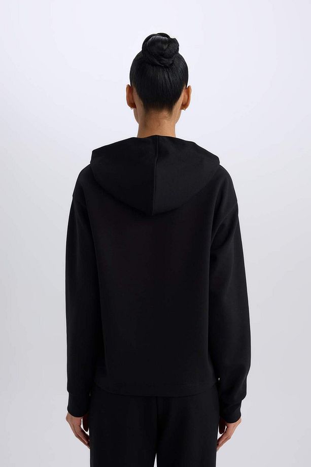 DeFactoFit Standart Fit Kapüşonlu Skuba Dalgıç Kumaş Sporcu Basic Düz Sweatshirt A5626AX25SP - 6