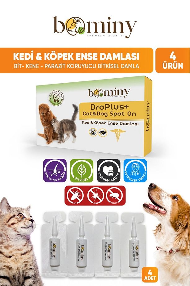 Kedi Köpek Damlası Dış Parazit Pire Kene Bit ve Deri Bakımı İçin Bitkisel Damla - 4 Tüp - 1