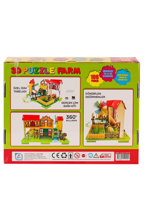 3D Puzzle Farm - Eğitici Çiftlik Temalı Yapboz ve Ekim Seti (108 Parça) - 8