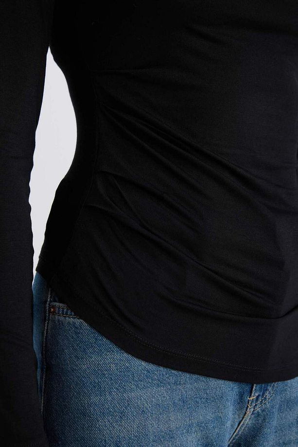 Slim Fit Dar Kesim Bisiklet Yaka Basic Düz Soft Touch Uzun Kollu Tişört E5884AX25SP - 5