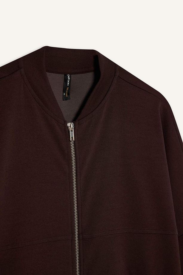 Relax Fit Hakim Yaka Basic Düz Fermuarlı Soft Touch Sweatshirt E5817AX25SP - 8