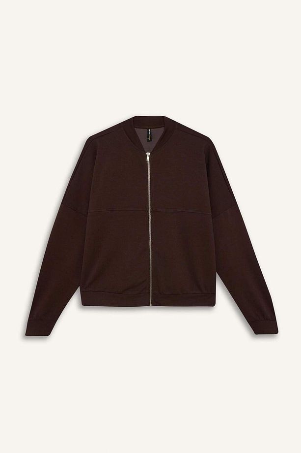 Relax Fit Hakim Yaka Basic Düz Fermuarlı Soft Touch Sweatshirt E5817AX25SP - 7