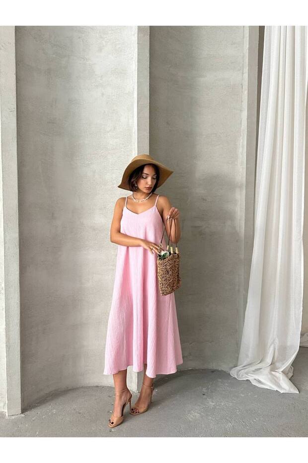 İç Astarlı Ayarlanabilir Askı Salaş Kadın Elbise - 5