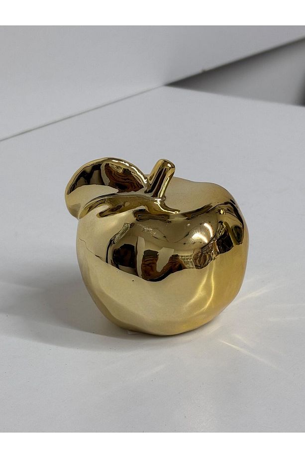 Tek Adet -seramik Dekoratif Gold Biblo Elma (10*10 - 1
