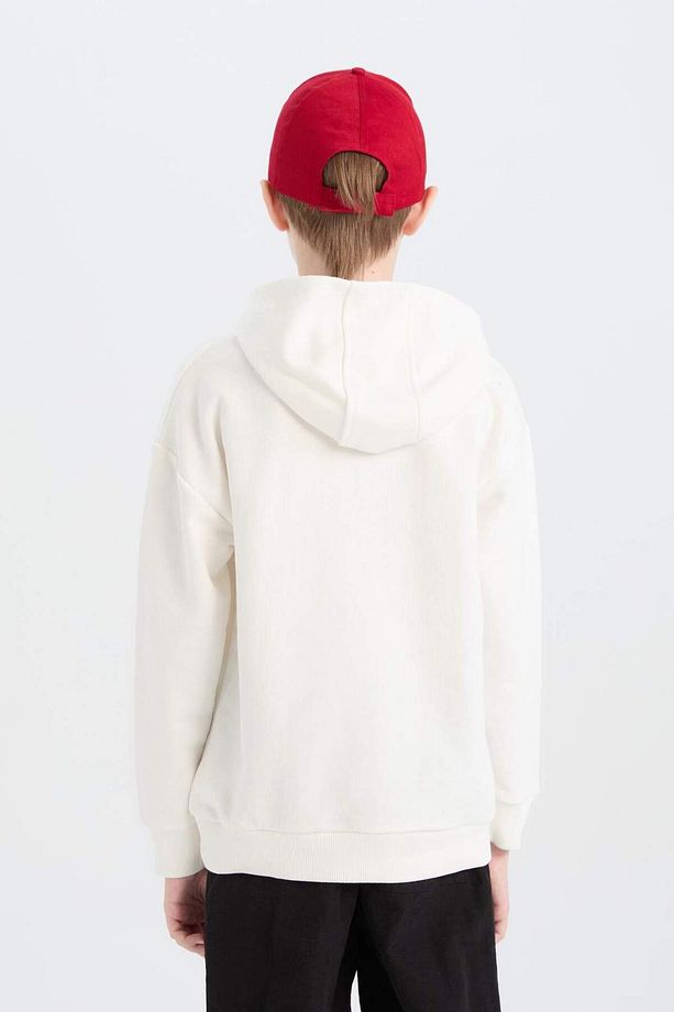 Erkek Çocuk Oversize Geniş Kalıp Kapüşonlu Nakışlı Sweatshirt D8498A825SP - 8