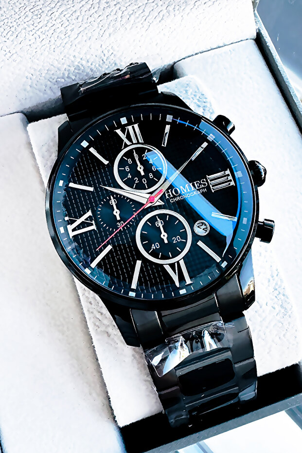 Men's Wristwatch All Functions Active Waterproof Black Color Steel Band Hme2001C5