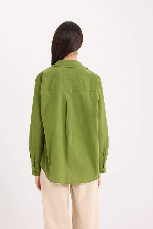 Regular Fit Basic Düz Cepli Uzun Kollu Gömlek W7734AZ25SP - 7