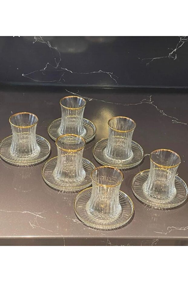 12 Piece Tea Cup Tea Set Set Gold